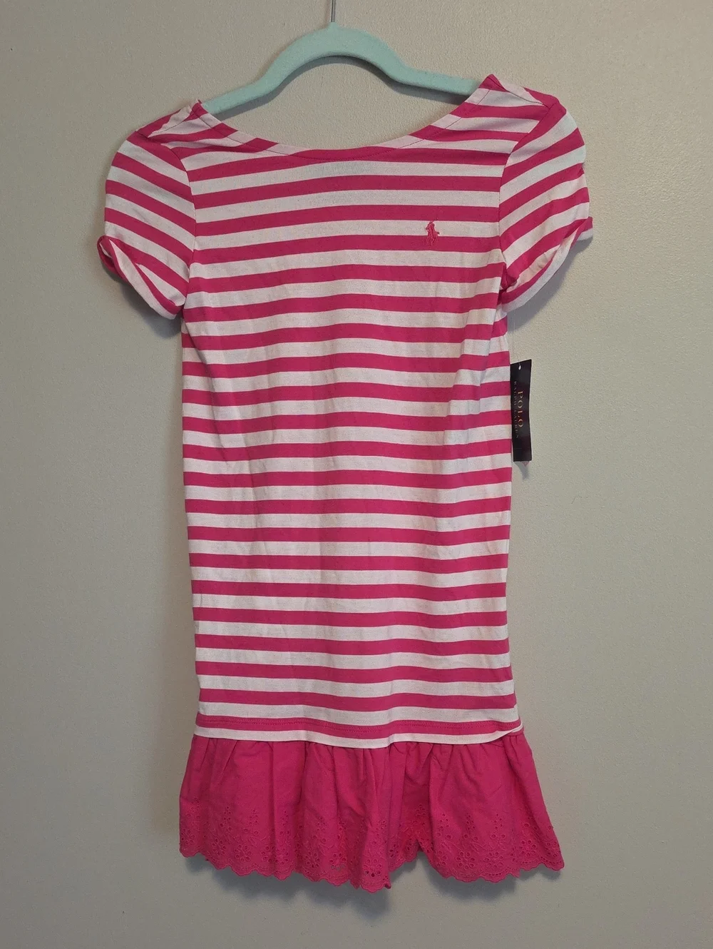 Polo by Ralph Lauren Hot Pink and White Striped Girls Dress